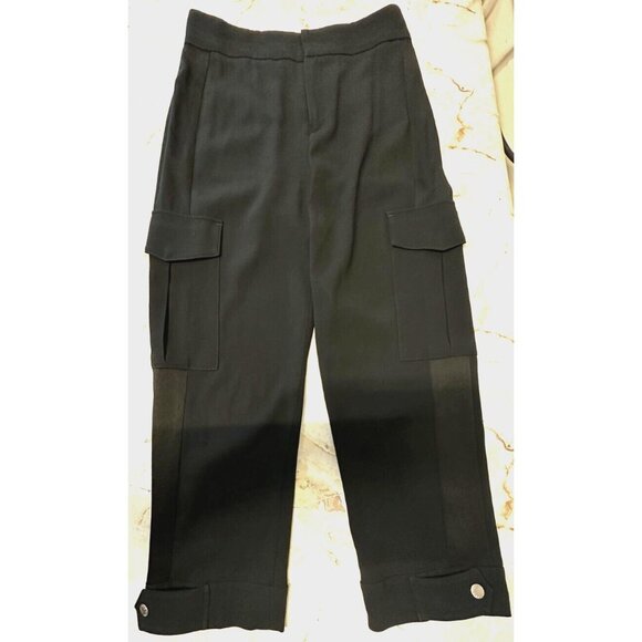 RAG & BONE Black Tuxedo Trim Cropped Cargo Ankle Pants Women Size 00 - Picture 2 of 10